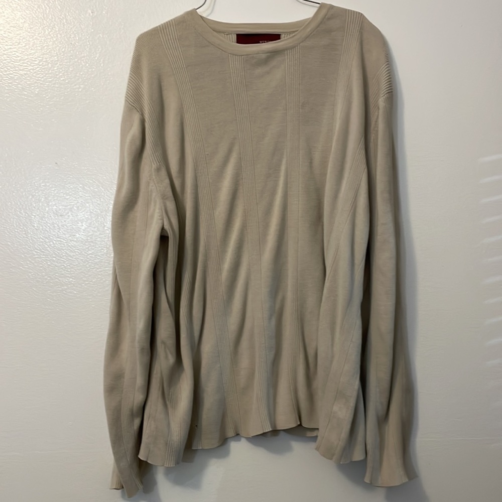 Merona XXL long sleeve off white ribbed 70% silk, 30 % cotton heavy shirt